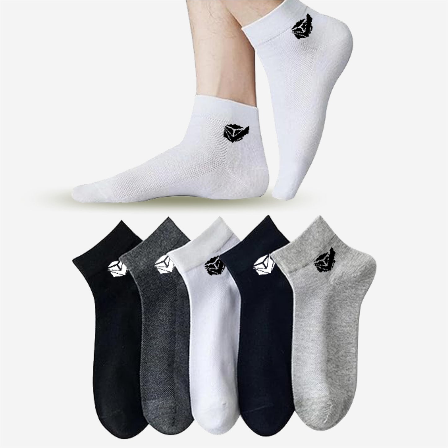 Unisex Cotton Men And Women Solid Ankle Length Socks (Pack Of 5)